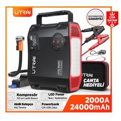 Jump Starter + Lastik Şişirme Pompası Taşınabilir Akü Takviye Cihazı