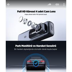 ARAC İÇİ YOL KAMERASI,WİFİ İLE TELEFON BAĞLANTILI,TÜRKÇE DİL DESTEĞİ