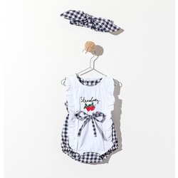 Strawberry Romper ve Saç Bandı - Siyah