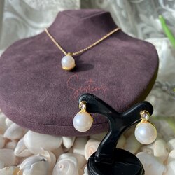Zirkon Gold İncili Set ✨