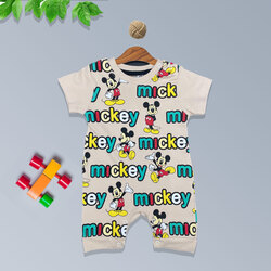 Mickey Mouse Baskılı Bebek Tulum 