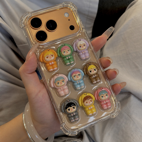 Kawaii Figürlü Şeffaf Kılıf | Renkli 3D Karakter Detaylı Telefon Kılıfı