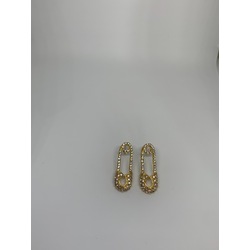 Taşlı gold çengelli iğne model küpe