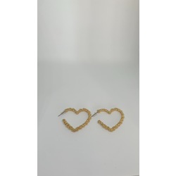 Dokulu gold kalp küpe