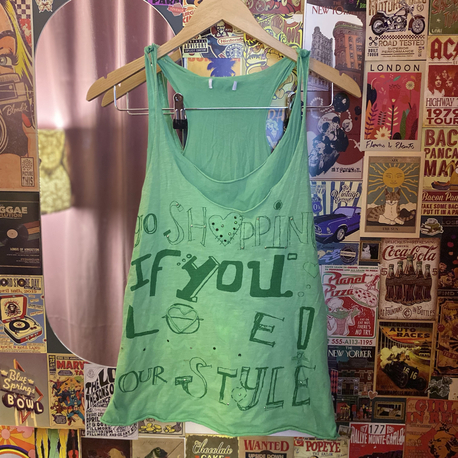 Y2K Yeşil Slogan Baskılı Atlet | Indie Sleaze Vintage Tank Top