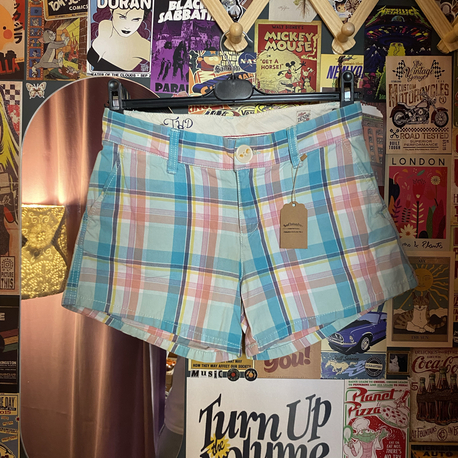 Y2K Tommy Hilfiger Pastel Plaid Mini Şort