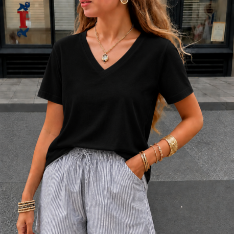 Siyah V YAKA Massimo Dutti t-shirt %100 pamuk