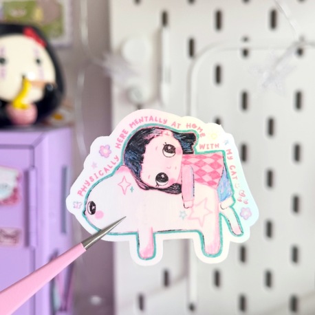 nyota cat lover şeffaf hologramlı sticker 