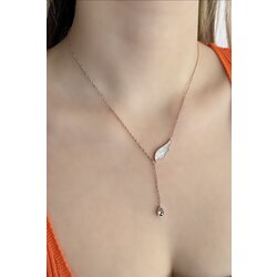 Rose Renk Melek Kanadı Figürlü Çelik Kolye