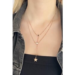 Rose Renk Yıldız Figürlü Çelik Kolye