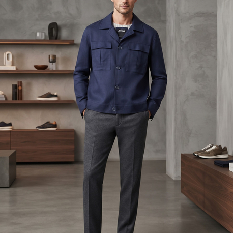 Zegna Premium Lacivert Düğmeli Ceket