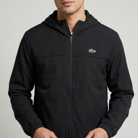 Lacoste Erkek Kapüşonlu Siyah Spor Mont / Rüzgarlık