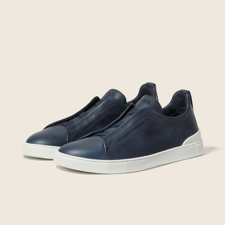 Zegna Lacivert Erkek Deri Sneaker