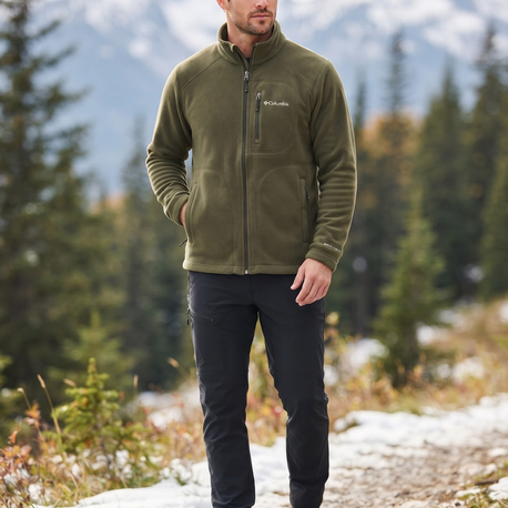 Columbia Tam Fermuarlı Polar Erkek Mont - Haki / Yeşil