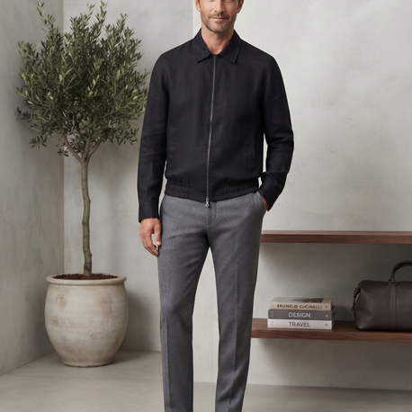 Brunello Cucinelli Premium Siyah Fermuarlı Ceket