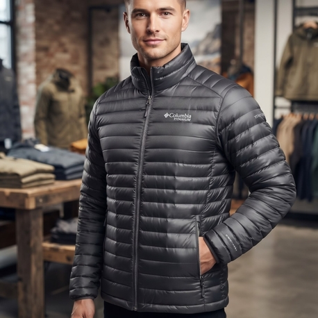 Columbia Titanium Erkek Dik Yaka İçi Termal Siyah/Antrasit Şişme Mont