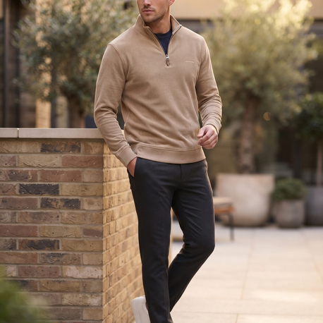 Gant Fermuarlı Yaka Erkek Sweatshirt - Bej