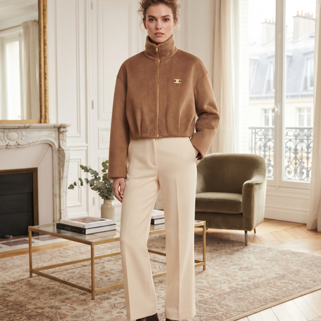 Céline Taba Kısa Kaşe Ceket / Crop Mont