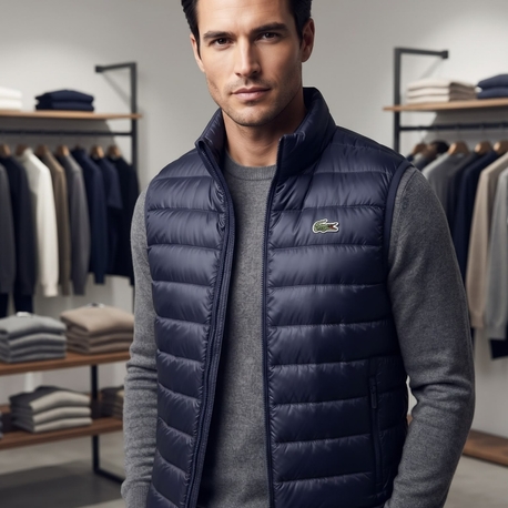 Lacoste Erkek Dik Yaka Lacivert Şişme Yelek