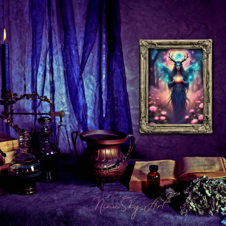 Forest Goddess Mystic Shamanic Dark Academia — Premium Printable Art by SoulAnchor