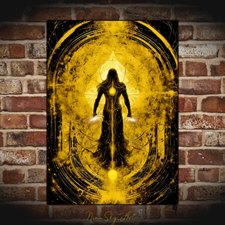 Mystical Yellow Cosmic Warrior — Premium Dark Academia Sacred  Art by SoulAnchor