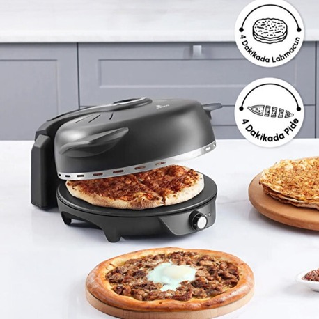 Karaca Gastro 10 in 1 Pizza Lahmacun ve Tandır Ekmeği Makinesi Biodiamond Matte Black