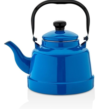 Ebru Metal Emaye Tekli Nostaljık Mavi Çaydanlık 2,5 Litre