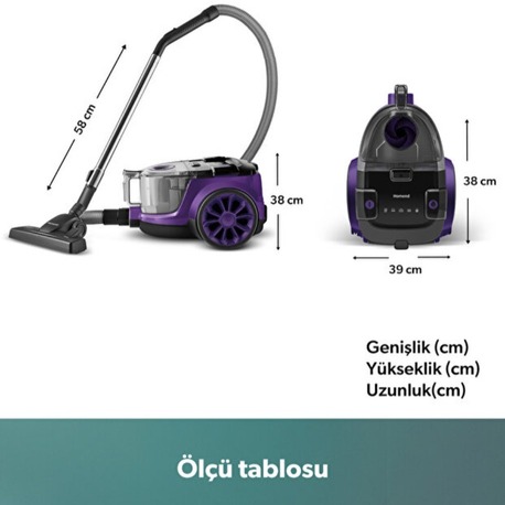 HOMEND (KARACA) Dustroyer 1255H Yatay Süpürge Mor Siyah