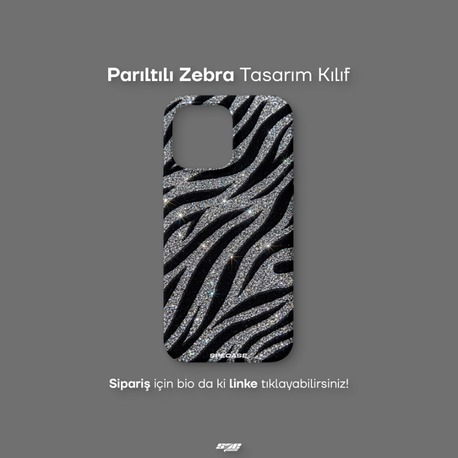 Parıltılı Zebra Tasarım Kılıf