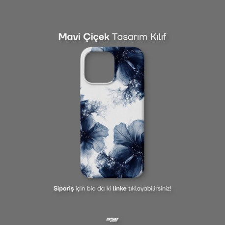 Mavi Çiçek Tasarım Kılıf