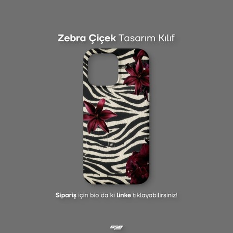 Zebra Çiçek Tasarım Kılıf