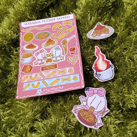 Makarna sticker sayfası 