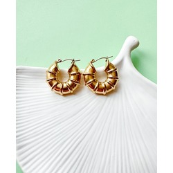 Çelik Çizgili Gold Küpe