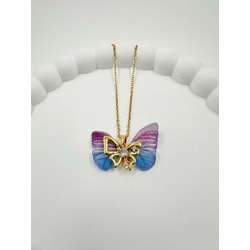 Butterfly Bliss Tül Detaylı Zirkonyum 316l Çelik Kolye