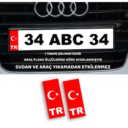Tr Plaka Türk Bayrağı Sticker Etiket Yapıştırma 1 Çift