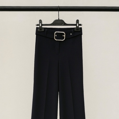 Lacivert Kemer Detaylı Kumaş Pantalon
