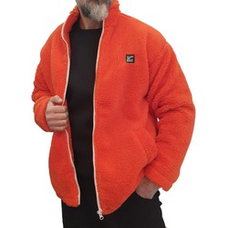Oversize Fermuarlı Peluş Ceket Turuncu
