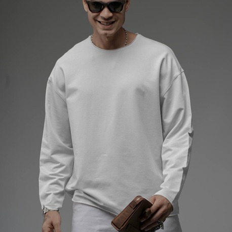 Üç İplik Diagonel Oversize Sweatshirt Ekru