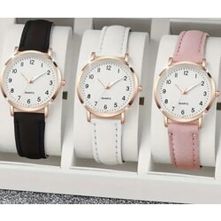 Şık Sadelik Kuvars Kadın Saatleri - Moda Yuvarlak Kadran Suni Deri Kayışlı⌚️