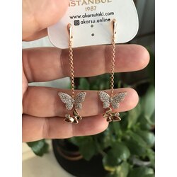 özel seri küpe kelebek model zirkon taş 