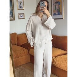 Bej pamuklu keten takım