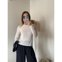 Ekru transparan bluz