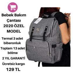 Bebek Bakım Çantası Özel Model Gri