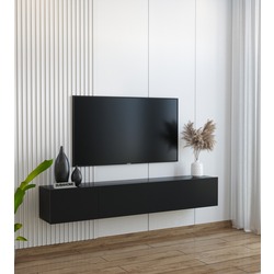 Duvara Monte Modern Minimalist Siyah Tv Ünitesi Mdf 160 cm
