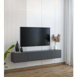 Duvara Monte Modern Minimalist Antrasit Tv Ünitesi Mdf 160 cm