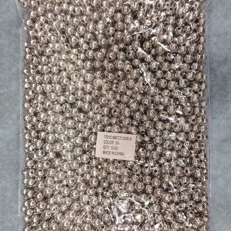 8 mm metalik gümüş görünümlü akrilik boncuk 500 gram paket