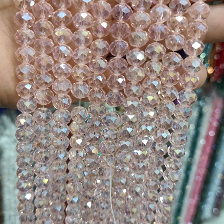 10 mm kristal cam pembe janjanlı 1 dizi 