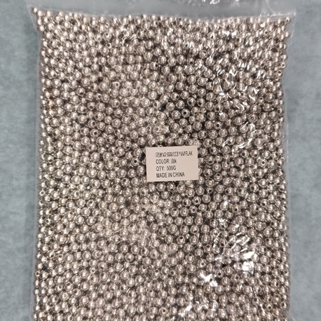 6 mm metalik gümüş görünümlü akrilik boncuk 500 gram paket
