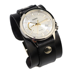 Genuine leather watchband mens watch band first class leather cuff watch band strap black