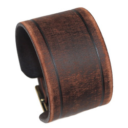 Genuine leather bracelet leather cuff first class leather wristband men's bracelet worn brown